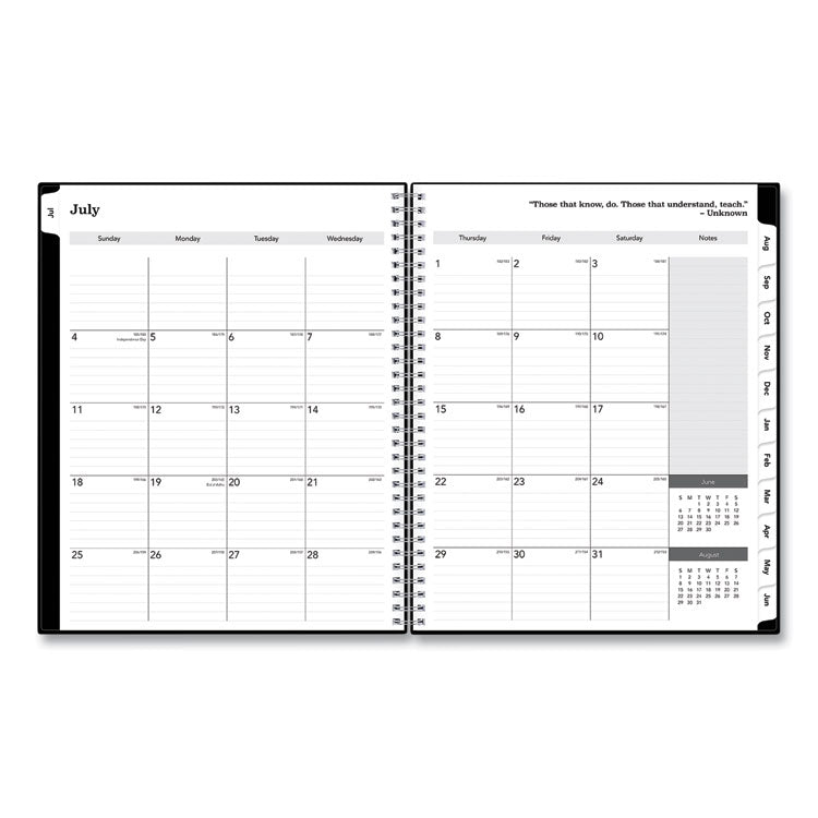 Blue Sky® Teacher's Solid Black Weekly/Monthly Lesson Planner, 9 Classes, 11 x 8.5 Sheets, 12-Month (July to June), 2025 to 2026 (BLS134433) Each