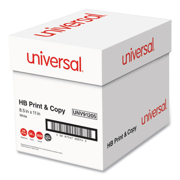 Universal® Multipurpose Paper, 96 Bright, 20 lb Bond Weight, 8.5 x 11, Bright White, 500 Sheets/Ream, 5 Reams/Carton (UNV91205)