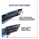 COSCO Easycut Self-Retracting Cutter with Safety-Tip Blade, Holster and Lanyard, 6" Plastic Handle, Black/Blue (COS091524) Each