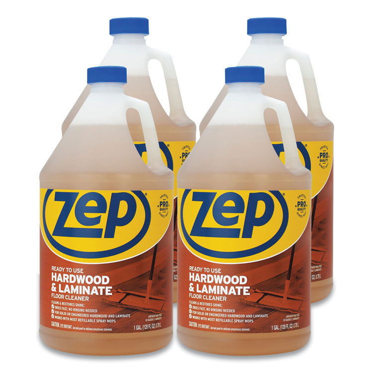 Zep Commercial® Hardwood and Laminate Cleaner, Fresh Scent, 1 gal, 4/Carton (ZPEZUHLF128CT) Case of 4