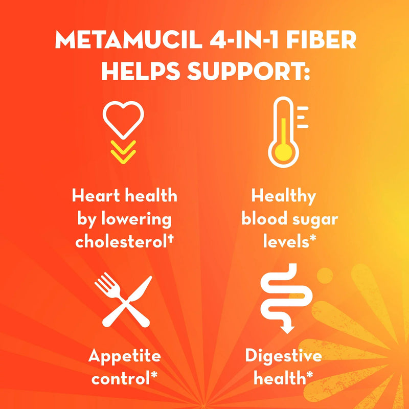 Metamucil® Fiber Supplement Orange Flavor Powder 23.3 oz. 3.4 Gram Strength Psyllium Husk (1189588_EA) 1/EA