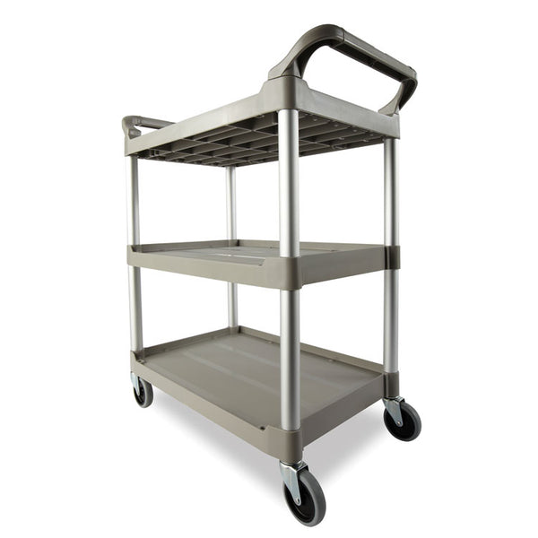 Rubbermaid® Commercial Three-Shelf Service Cart, Plastic, 3 Shelves, 200 lb Capacity, 18.63" x 33.63" x 37.75", Off-White (RCP342488OWH) Each