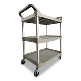 Rubbermaid® Commercial Three-Shelf Service Cart, Plastic, 3 Shelves, 200 lb Capacity, 18.63" x 33.63" x 37.75", Off-White (RCP342488OWH) Each