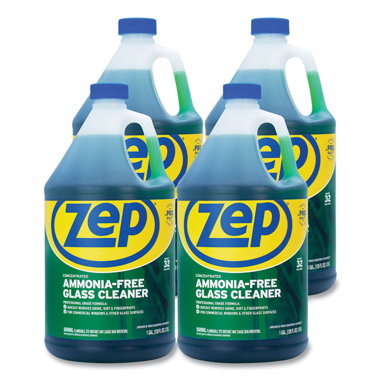 Zep Commercial® Ammonia-Free Glass Cleaner, Pleasant Scent, 1 gal Bottle, 4/Carton (ZPEZU1052128CT) Case of 4