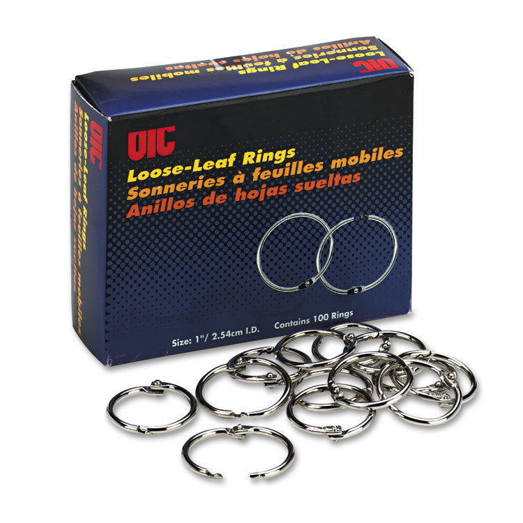 Officemate Book Rings, 1" Diameter, 100/Box (OIC99701) Box of 100