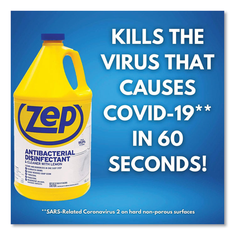 Zep Commercial® Antibacterial Disinfectant, Lemon Scent, 1 gal, 4/Carton (ZPEZUBAC128CT) Case of 4