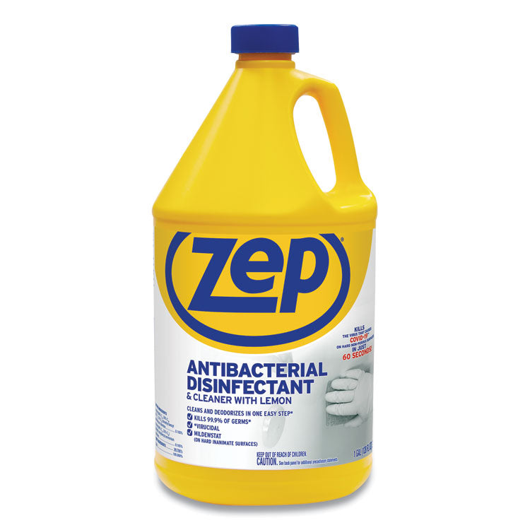 Zep Commercial® Antibacterial Disinfectant, Lemon Scent, 1 gal, 4/Carton (ZPEZUBAC128CT) Case of 4