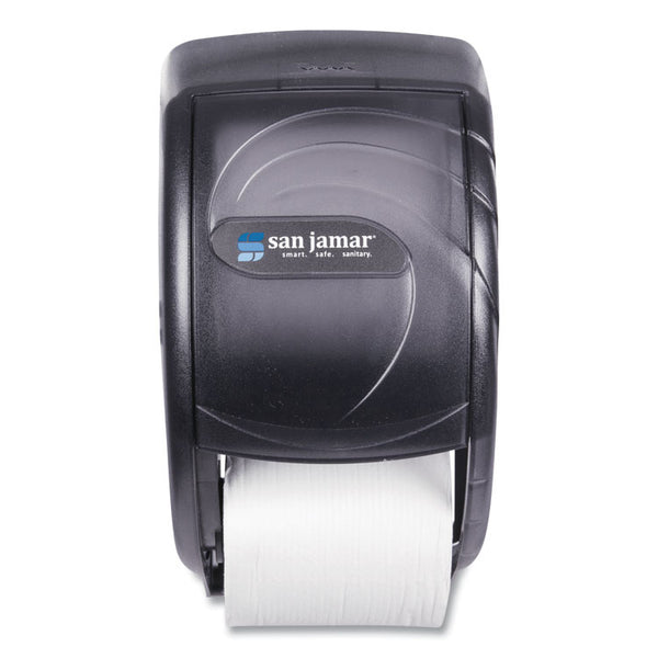 San Jamar® Duett Standard Bath Tissue Dispenser, Oceans, 7.5 x 7 x 12.75, Transparent Black Pearl (SJMR3590TBK)
