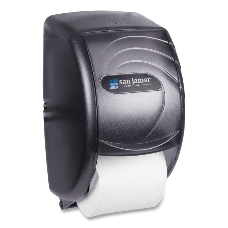 San Jamar® Duett Standard Bath Tissue Dispenser, Oceans, 7.5 x 7 x 12.75, Transparent Black Pearl (SJMR3590TBK)