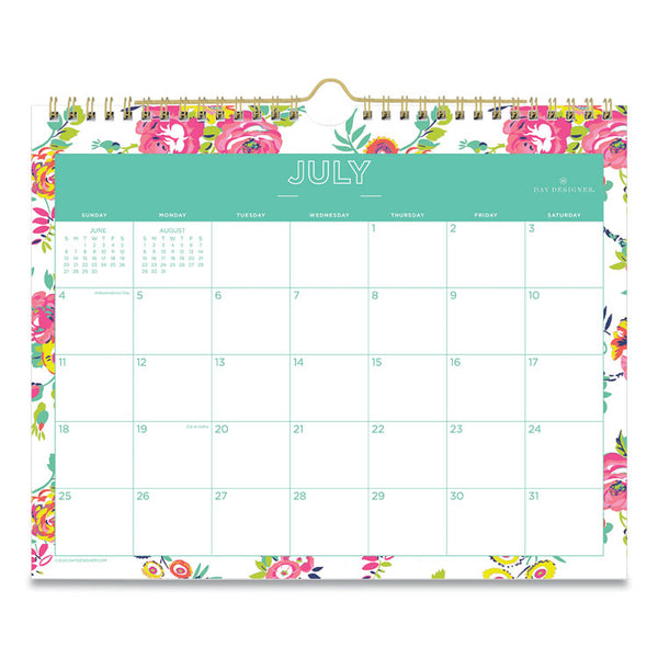 Day Designer Peyton Academic Wall Calendar, Floral Artwork, 11 x 8.75, White Sheets, 12-Month (July to June): 2024 to 2025 (BLS107936) Each