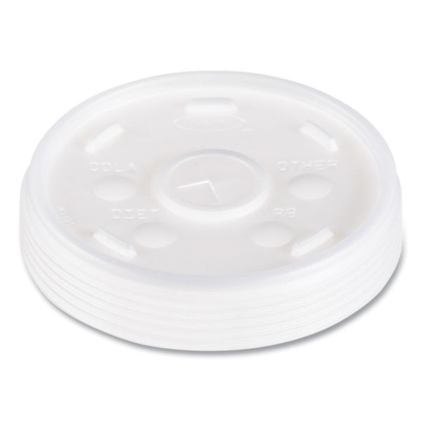 Dart® Plastic Lids, Fits 12 oz to 24 oz Hot/Cold Foam Cups, Straw-Slot Lid, White, 100/Pack, 10 Packs/Carton (DCC16SL)