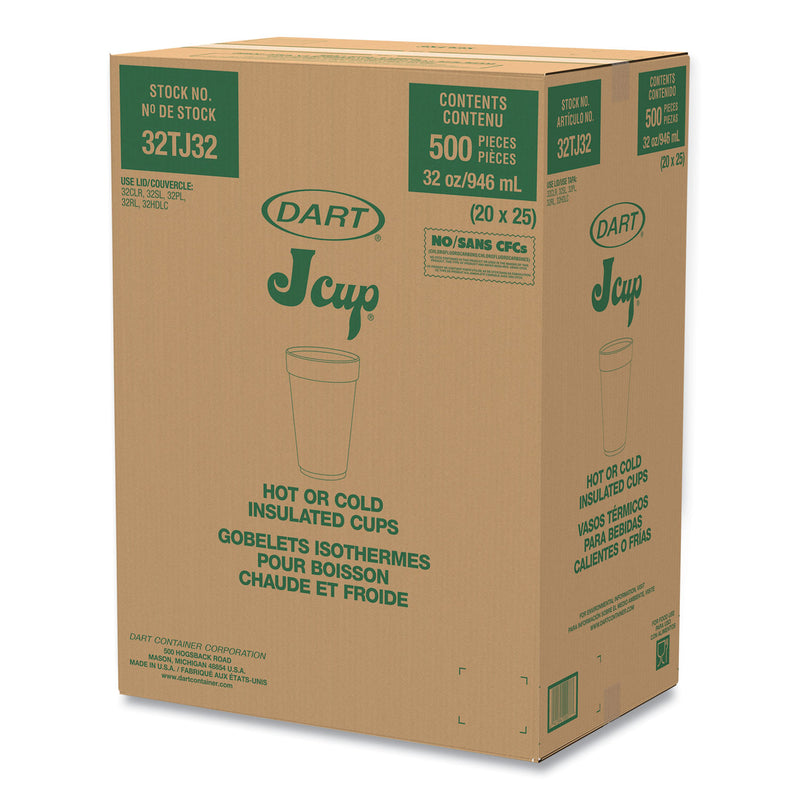 Dart 32TJ32 White 32 Ounce Foam Cups (32TJ32DART) Case of 500