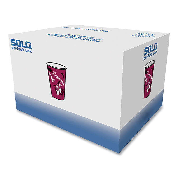 SOLO® Paper Hot Drink Cups in Bistro Design, 10 oz, Maroon, 300/Carton (SCCOF10BI0041) Case of 300