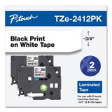 Brother P-Touch® TZe Standard Adhesive Laminated Labeling Tape, 0.7" x 26.2 ft, Black on White, 2/Pack (BRTTZE2412PK)