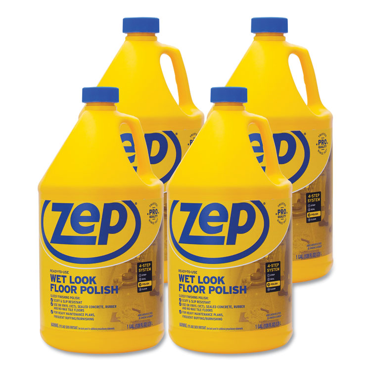 Zep Commercial® Wet Look Floor Polish, 1 gal, 4/Carton (ZPEZUWLFF128CT) Case of 4