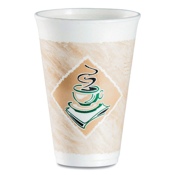 Dart® Cafe G Foam Hot/Cold Cups, 16 oz, Brown/Green/White, 1,000/Carton (DCC16X16G167318)