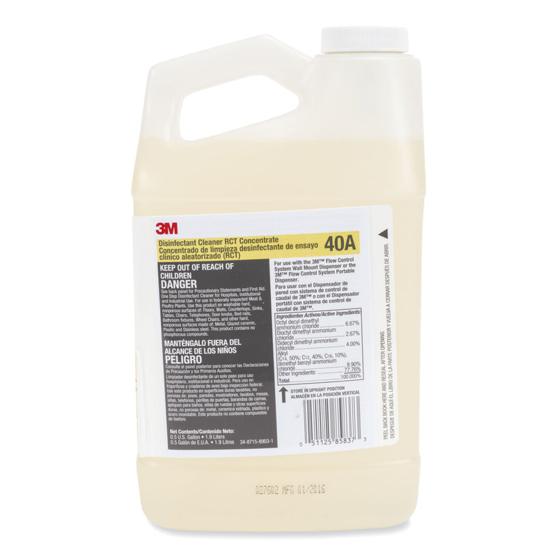 3M Disinfectant Cleaner RCT Concentrate, 0.5 gal Bottle, Fragrance-Free, 4/Carton (MMM40A) Case of 4