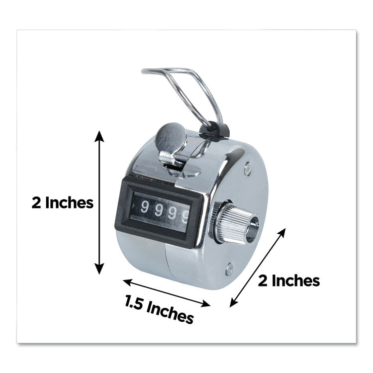 COSCO Crowd Control Hand Tally Counter, Registers 0-9999, Chrome (CSC065118) Each