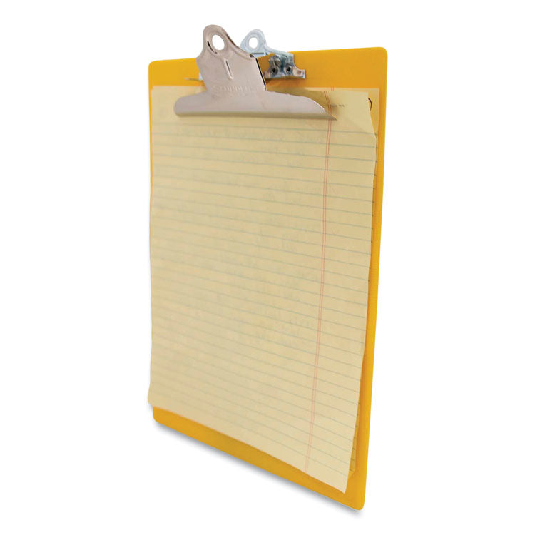 Saunders Recycled Plastic Clipboard with Ruler Edge, 1" Clip Capacity, Holds 8.5 x 11 Sheets, Yellow (SAU21605) Each