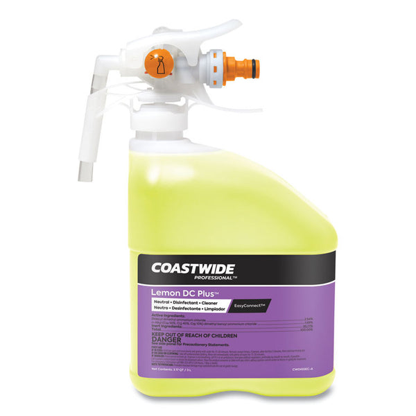 Coastwide Professional™ DC Plus Neutral Disinfectant-Cleaner Concentrate for EasyConnect Systems, Lemon Scent, 3.17 qt Bottle, 2/Carton (CWZ24381054)