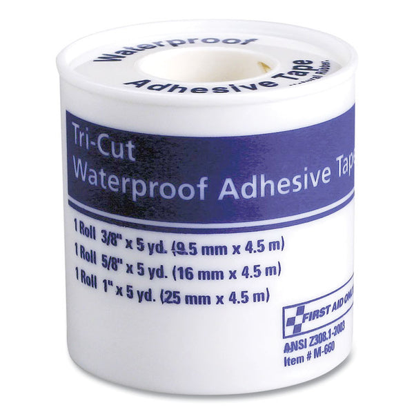 First Aid Only™ Tri-Cut Waterproof-Adhesive Medical Tape with Dispenser, Tri-Cut Width (0.38", 0.63", 1"), 5 yds Long (FAO730013) Each