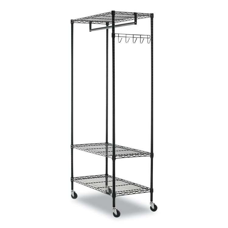 Alera® Wire Shelving Garment Rack, 40 Garments, 48w x 18d x 75h, Black (ALEGR364818BL)