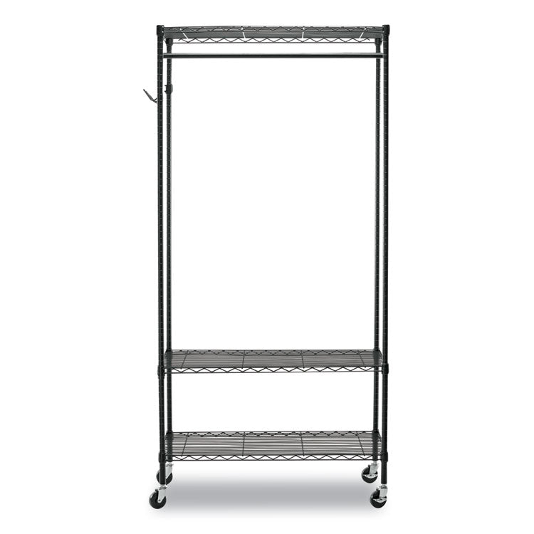 Alera® Wire Shelving Garment Rack, 40 Garments, 48w x 18d x 75h, Black (ALEGR364818BL)