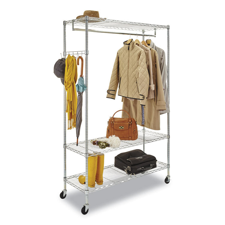 Alera® Wire Shelving Garment Rack, 40 Garments, 48w x 18d x 75h, Silver (ALEGR364818SR)