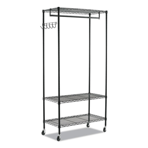 Alera® Wire Shelving Garment Rack, 40 Garments, 48w x 18d x 75h, Black (ALEGR364818BL)