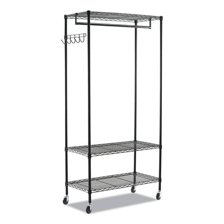 Alera® Wire Shelving Garment Rack, 40 Garments, 48w x 18d x 75h, Black (ALEGR364818BL)