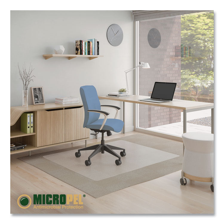 deflecto® Antimicrobial Chair Mat, Medium Pile Carpet, 60 x 46, Rectangular, Clear (DEFCM14442FAM) Each