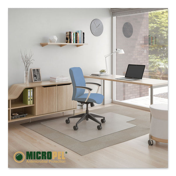 deflecto® Antimicrobial Chair Mat, Medium Pile Carpet, 53 x 45, Lipped, Clear (DEFCM14232AM)