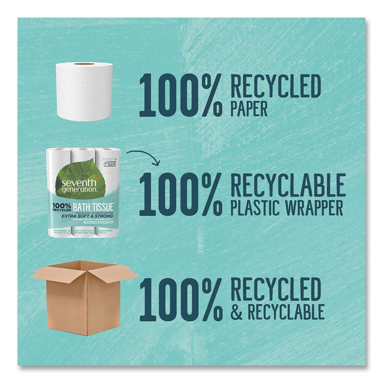 Seventh Generation® 100% Recycled Bathroom Tissue, Septic Safe, 2-Ply, White, 240 Sheets/Roll, 24/Pack, 2 Packs/Carton (SEV13738CT) Case of 48