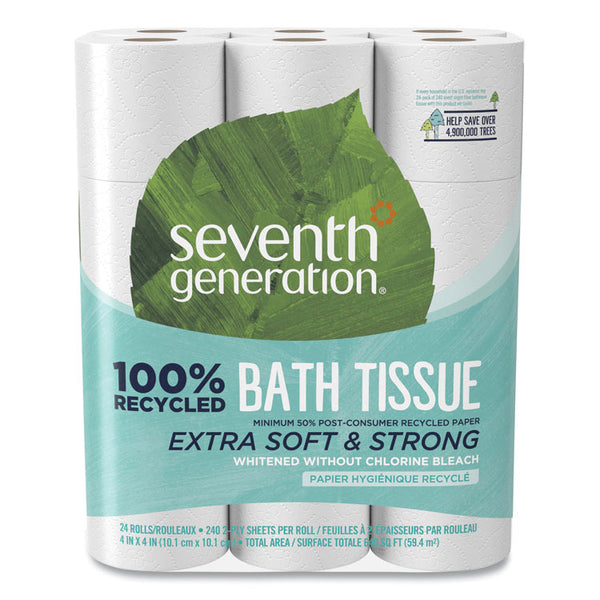 Seventh Generation® 100% Recycled Bathroom Tissue, Septic Safe, 2-Ply, White, 240 Sheets/Roll, 24/Pack (SEV13738)