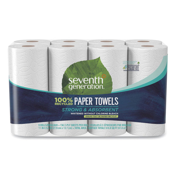 Seventh Generation® 100% Recycled Paper Kitchen Towel Rolls, 2-Ply, 11 x 5.4, 156 Sheets/Roll, 8 Rolls/Pack (SEV13739PK)