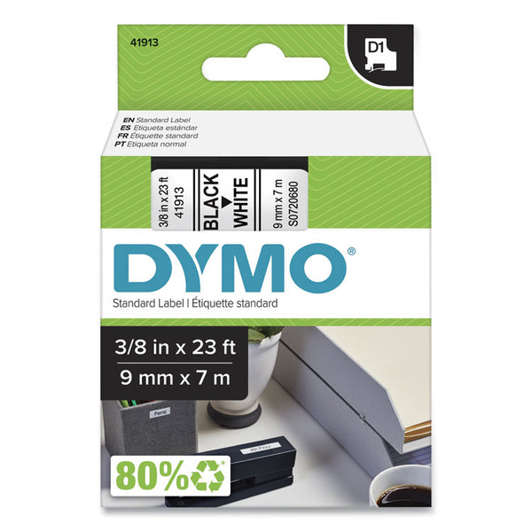 DYMO® D1 High-Performance Polyester Removable Label Tape, 0.37" x 23 ft, Black on White (DYM41913)