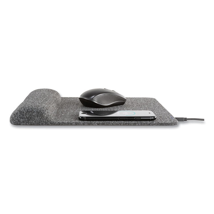 Allsop® Powertrack Plush Wireless Charging Mouse Pad with Wrist Rest, 11.8 x 11.6, Gray (ASP32304) Each