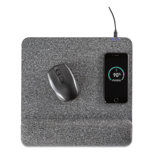 Allsop® Powertrack Plush Wireless Charging Mouse Pad with Wrist Rest, 11.8 x 11.6, Gray (ASP32304) Each