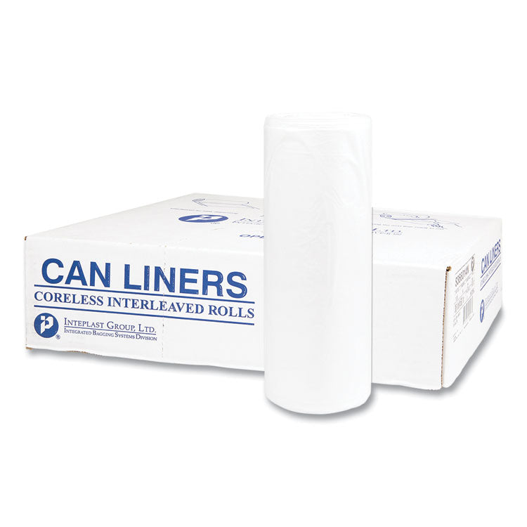 Inteplast Group High-Density Commercial Can Liners Value Pack, 60 gal, 12 microns, 38" x 58", Clear, 25 Bags/Roll, 8 Rolls/Carton (IBSVALH3860N14) 8 Rolls