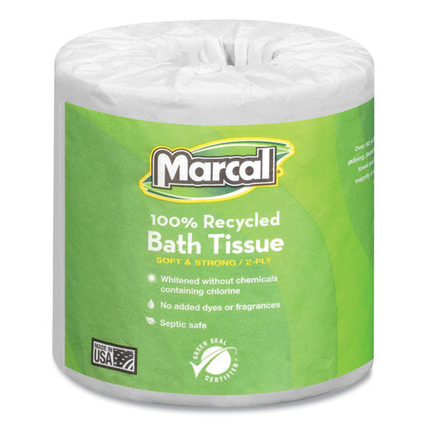 Marcal® 100% Recycled 2-Ply Bath Tissue, Septic Safe, Individually Wrapped Rolls, White, 330 Sheets/Roll, 48 Rolls/Carton (MRC6079)