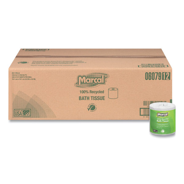 Marcal® 100% Recycled 2-Ply Bath Tissue, Septic Safe, Individually Wrapped Rolls, White, 330 Sheets/Roll, 48 Rolls/Carton (MRC6079)