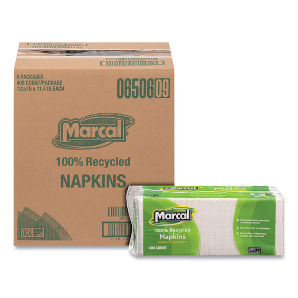 Marcal® 100% Recycled Luncheon Napkins, 11.4 x 12.5, White, 400/Pack, 6PK/CT (MRC6506)