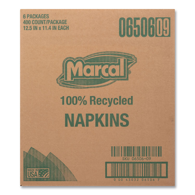 Marcal® 100% Recycled Luncheon Napkins, 11.4 x 12.5, White, 400/Pack, 6PK/CT (MRC6506) 6 Packs