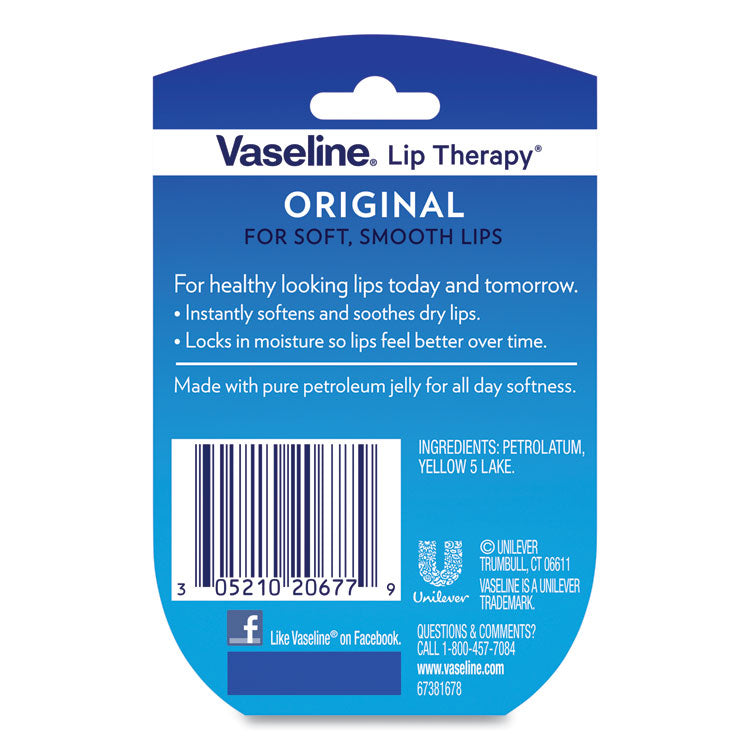 Vaseline® Lip Therapy, Original, 0.25 oz, Plastic Flip-Top Container (UNI20677EA) Each