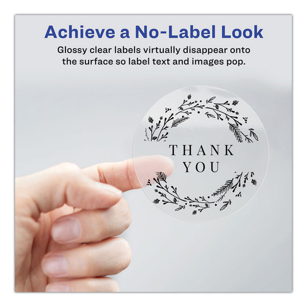 Avery® Printable Self-Adhesive Permanent ID Labels w/Sure Feed, 0.75" dia, Clear, 400/PK (AVE4222)