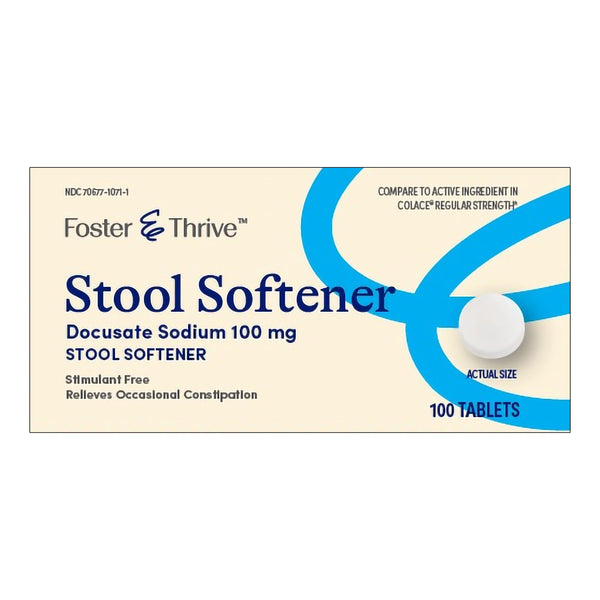 Foster & Thrive™ Stool Softener Tablet 100 per Bottle 100 mg Strength Docusate Sodium (1238940_BT) 1/BT