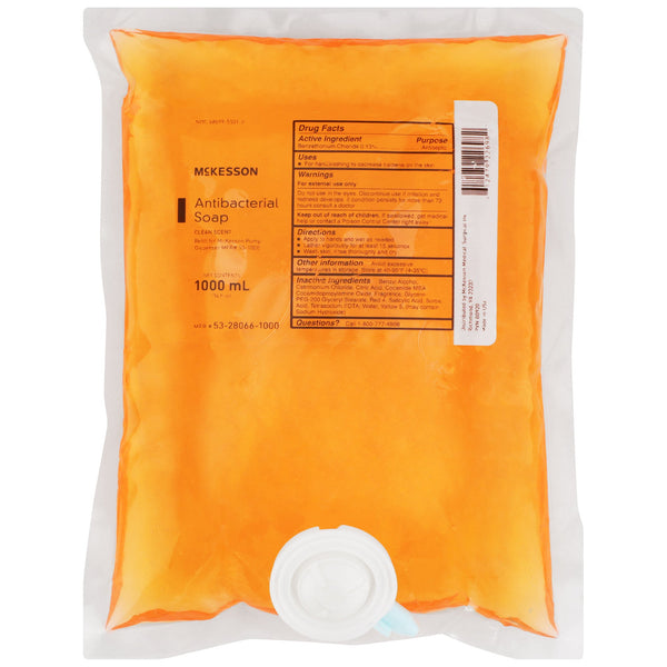 McKesson Antibacterial Soap Liquid 1,000 mL Dispenser Refill Bag Clean Scent (1067681_CS) 10/CS