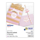 Avery® Round Print-to-the Edge Labels with SureFeed and EasyPeel, 2" dia, Matte White, 300/Pack (AVE22877) Pack of 300