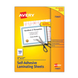 Avery® Clear Self-Adhesive Laminating Sheets, 3 mil, 9" x 12", Matte Clear, 50/Box (AVE73601)
