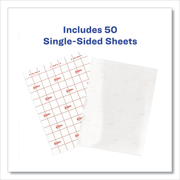 Avery® Clear Self-Adhesive Laminating Sheets, 3 mil, 9" x 12", Matte Clear, 50/Box (AVE73601)